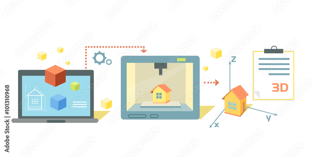Printer Technology Icon Flat Design Printer Technology Icon Flat Design