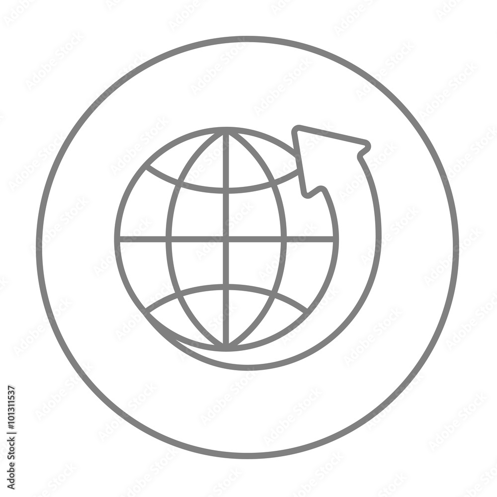 Earth and arrow around line icon. Earth and arrow around line icon.