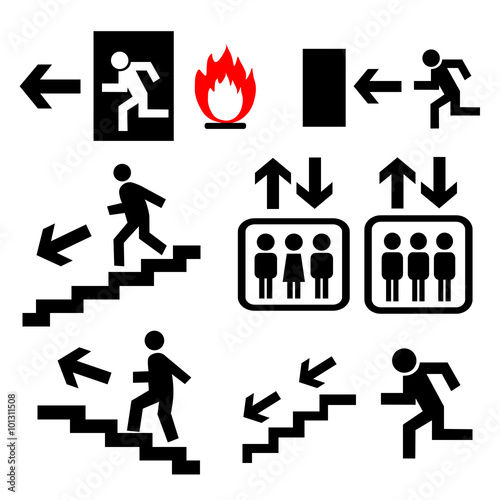 Vector emergency exit signs set