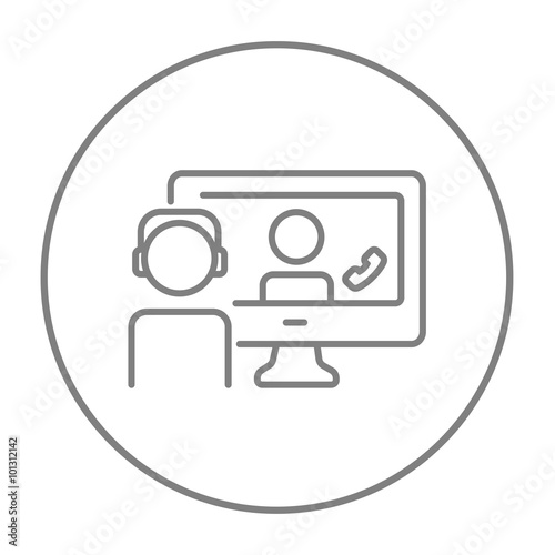 Online education line icon.