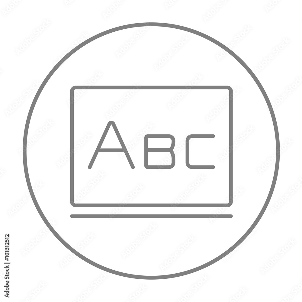Letters abc on blackboard line icon. Letters abc on blackboard line icon.