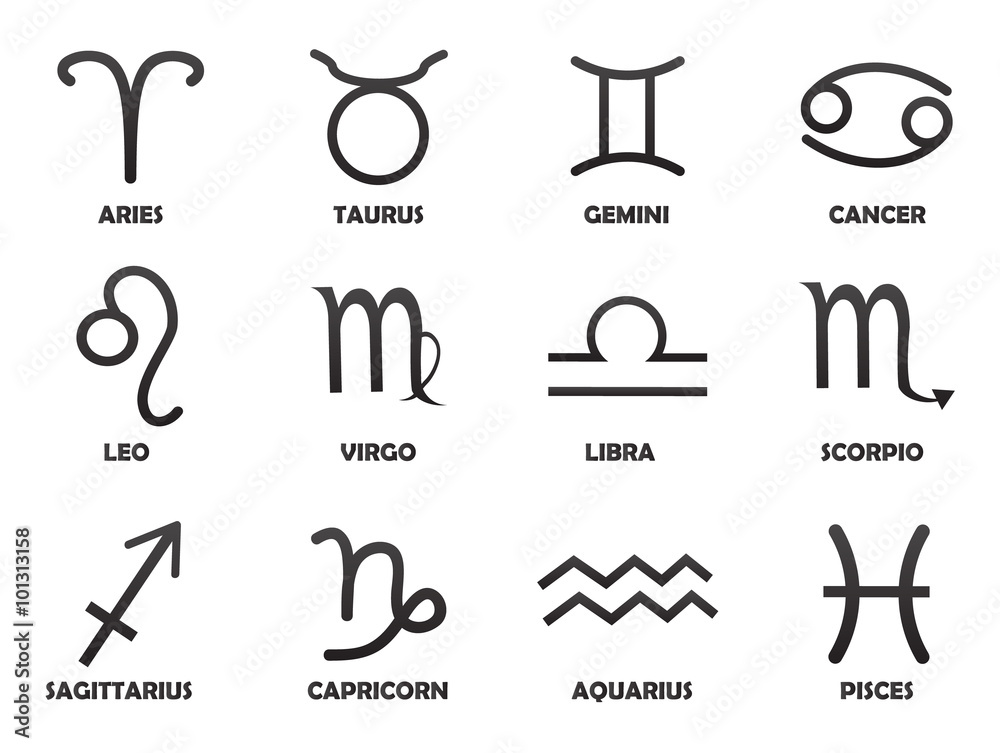 Set of zodiac signs