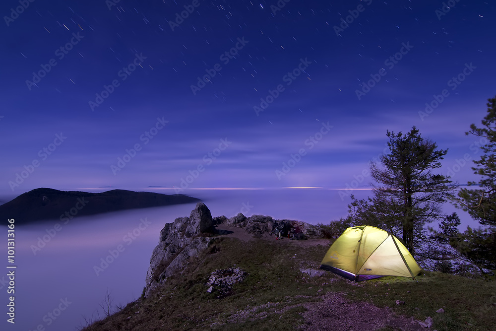 Night landscape and starry sky