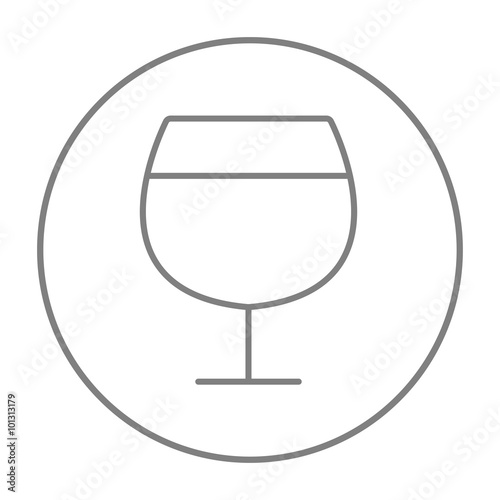 Glass of wine line icon.