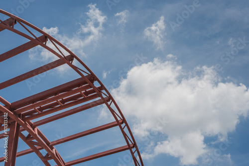 modern building wih steel frame structure