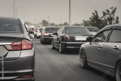 traffic jam with row of cars on expressway during rush hour , mo © 290712