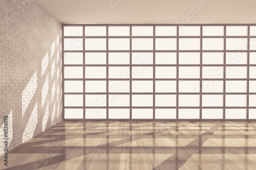 Empty Room with Big Window. 3d rendering