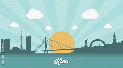 Kiev skyline - flat design
