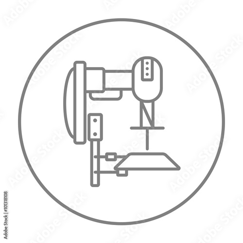 Industrial automated robot line icon.