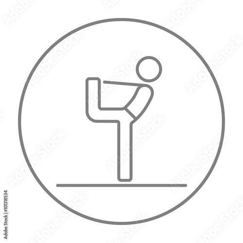 Man practicing yoga line icon.