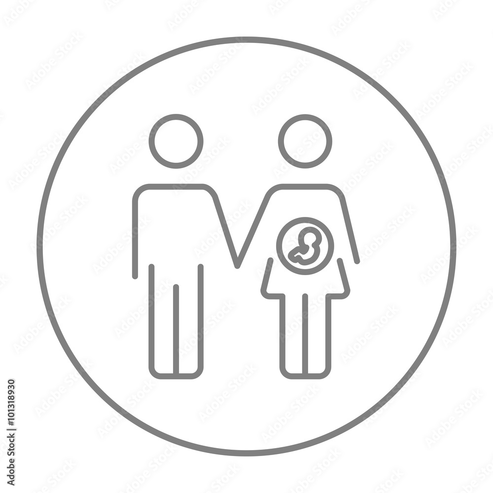 Husband with pregnant wife line icon. Husband with pregnant wife line icon.