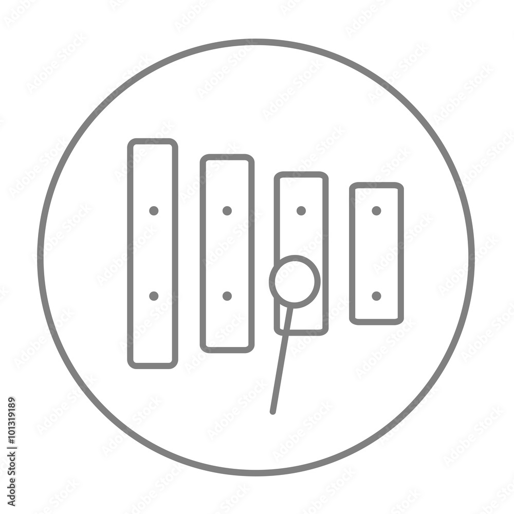 Xylophone with mallet line icon. Xylophone with mallet line icon.