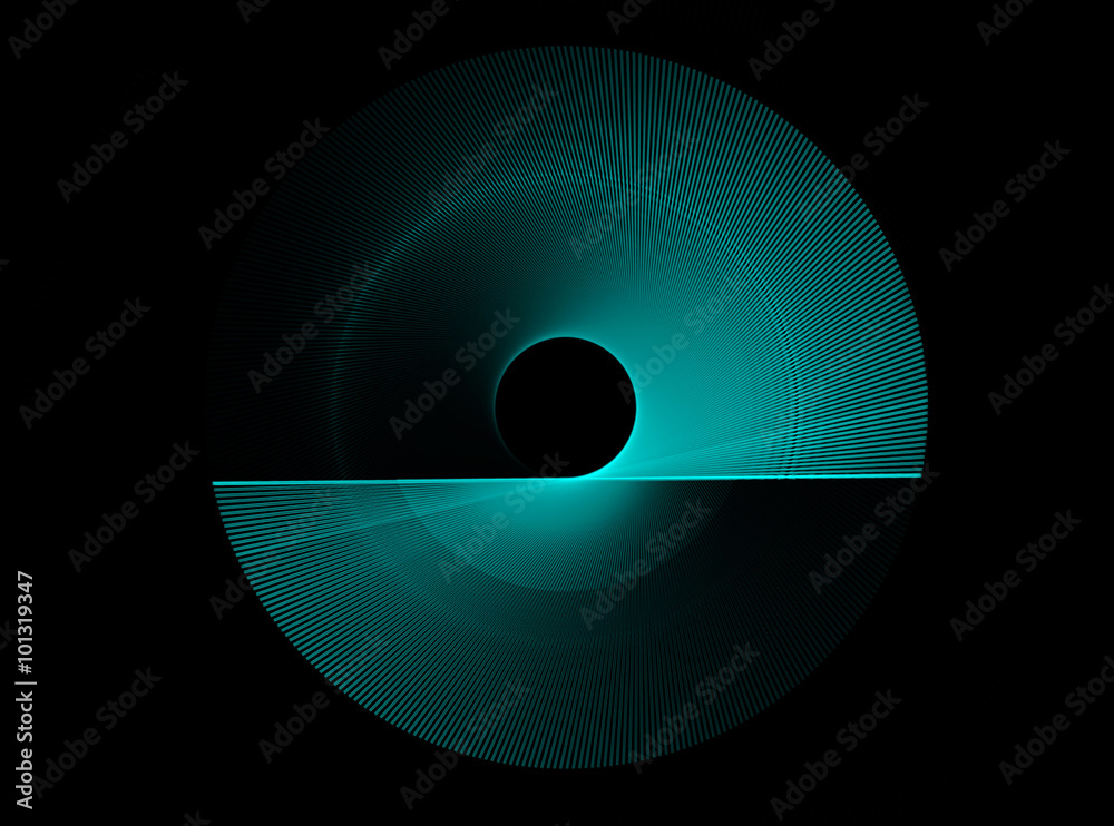 Naklejka premium Niebieski abstrakcyjny kształt fraktali z czarnym tłem
