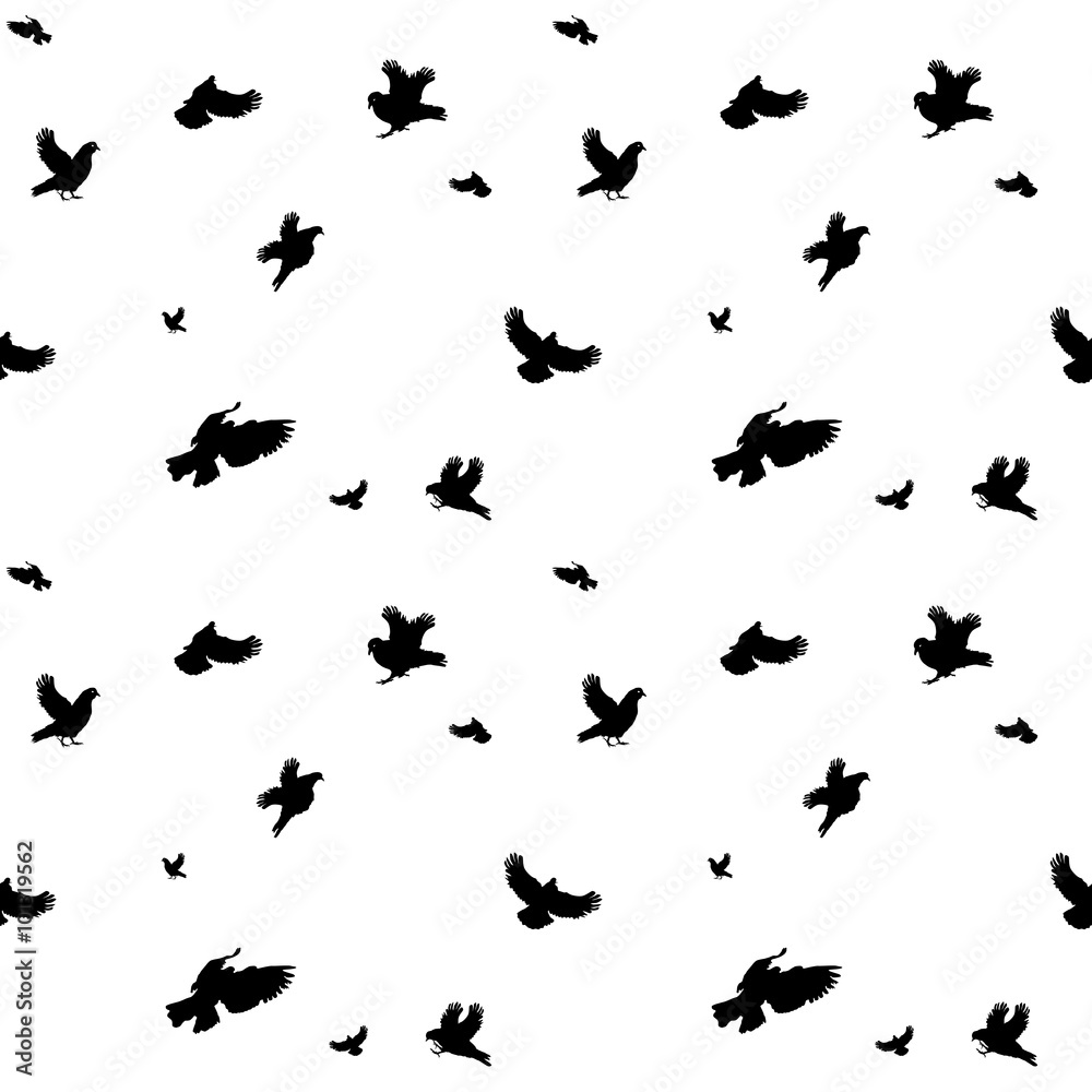 Fototapeta premium Birds Flying in Air. Seamless Pattern. Vector Illustration.