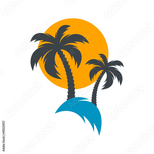 Sun and palm trees illustration