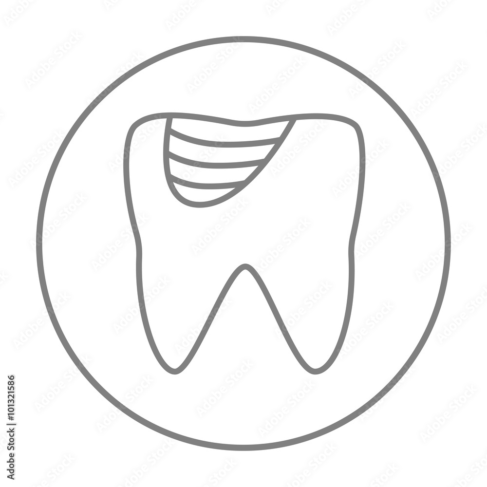 Tooth decay line icon.