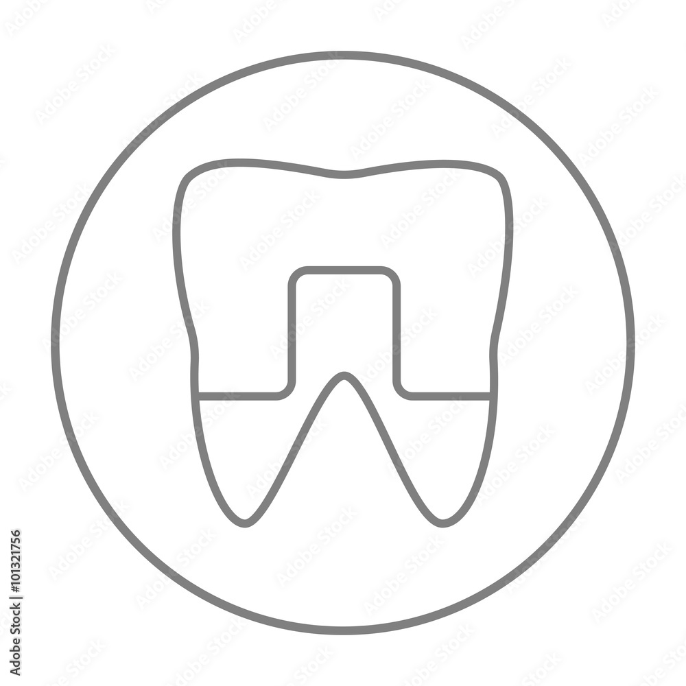 Crowned tooth line icon. Crowned tooth line icon.