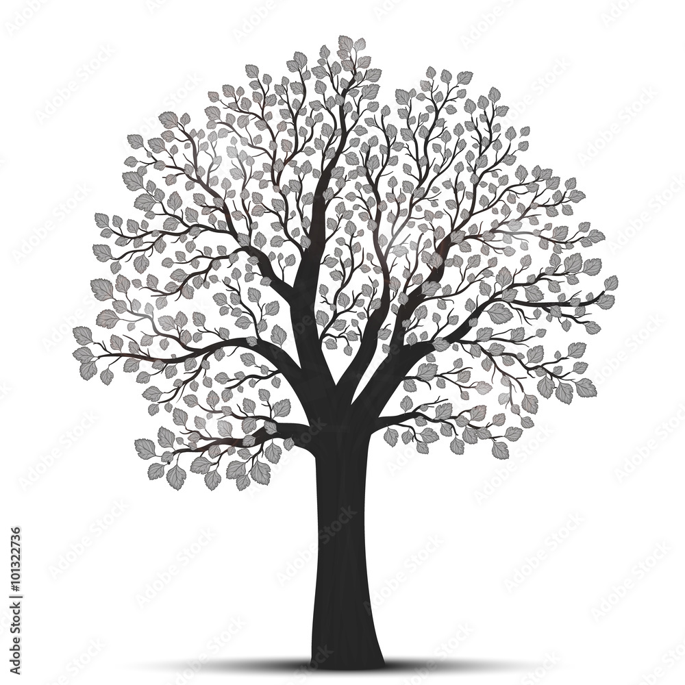 Naklejka Sylwetka drzewa z liśćmi