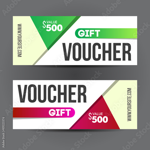 Gift voucher template set. Two gift cards design.