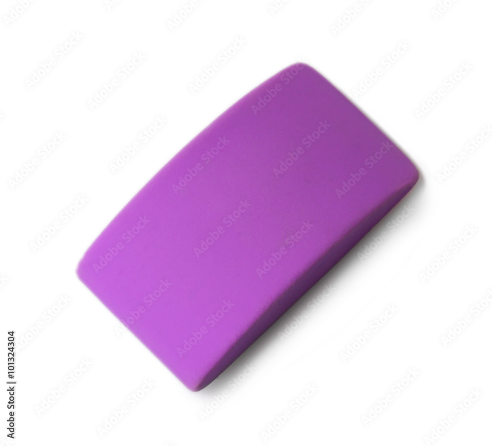 Purple eraser, isolated on white background Purple eraser, isolated on white background
