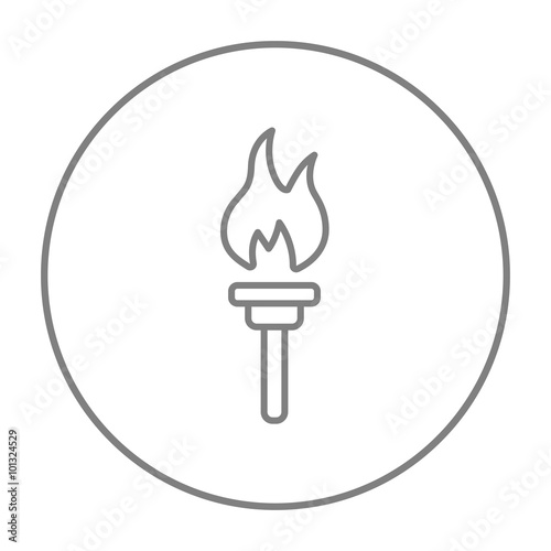 Burning olympic torch line icon.