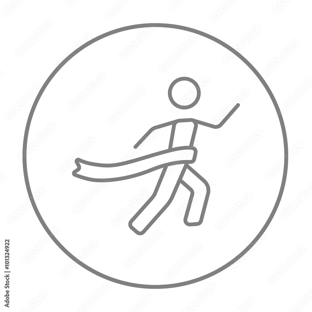 Winner crossing finish line icon. Winner crossing finish line icon.