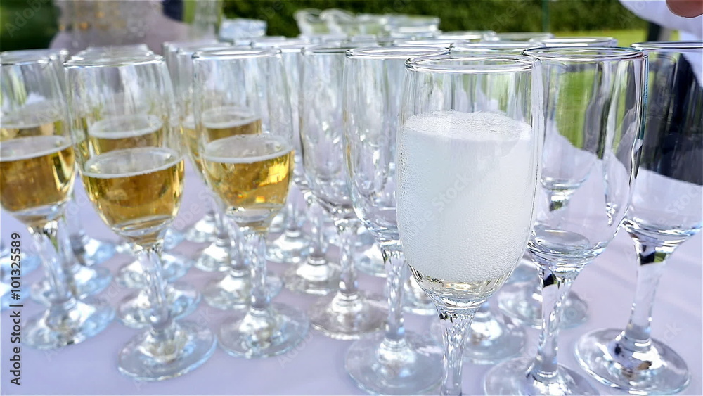 Table with glasses with champagn Table with glasses with champagn
