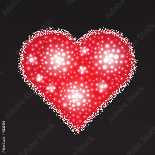 Elegant red heart composed from small pearls. Valentine's Day ve