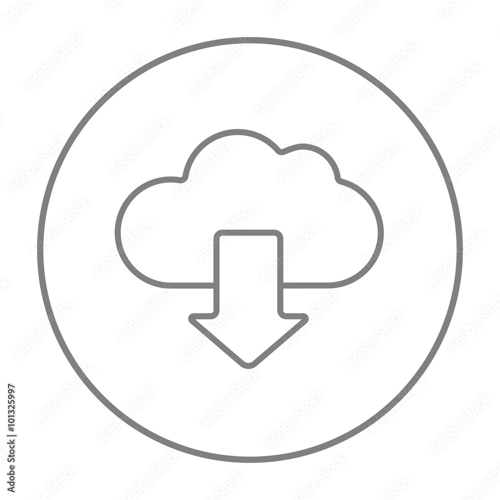 Cloud with arrow down line icon. Cloud with arrow down line icon.