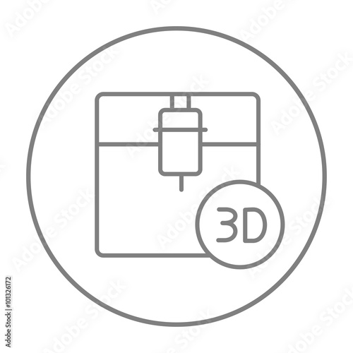 Tree D printing line icon.