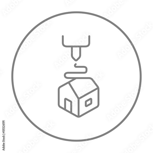 Tree D printing line icon.