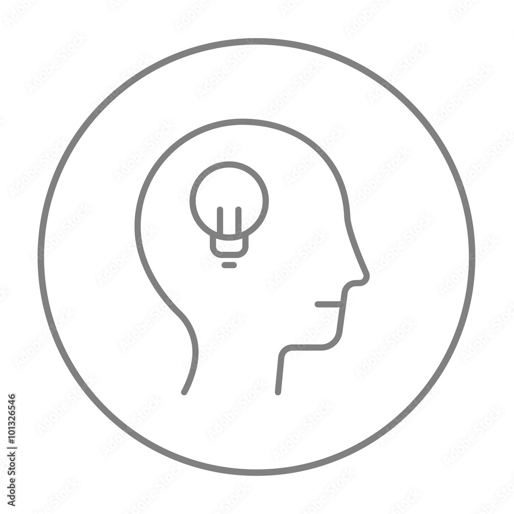 Human head with idea line icon. Human head with idea line icon.