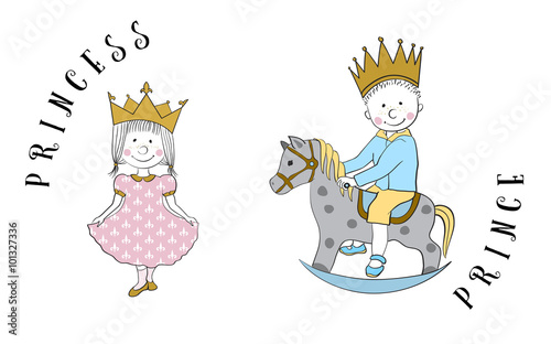 Cartoon princess and prince