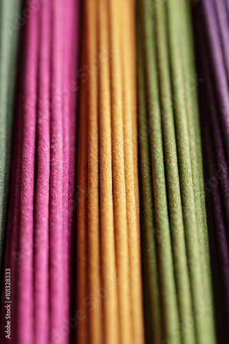 Rows of colored aroma sticks