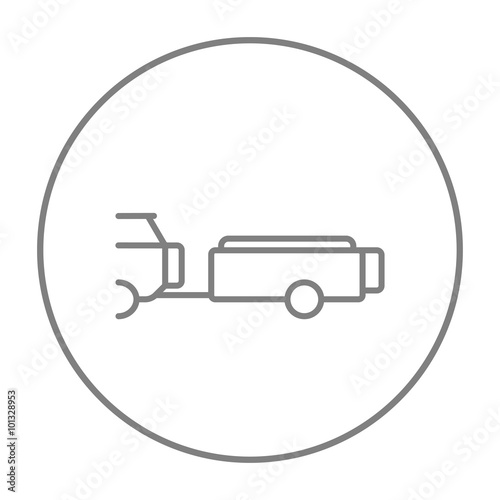 Car with trailer line icon.