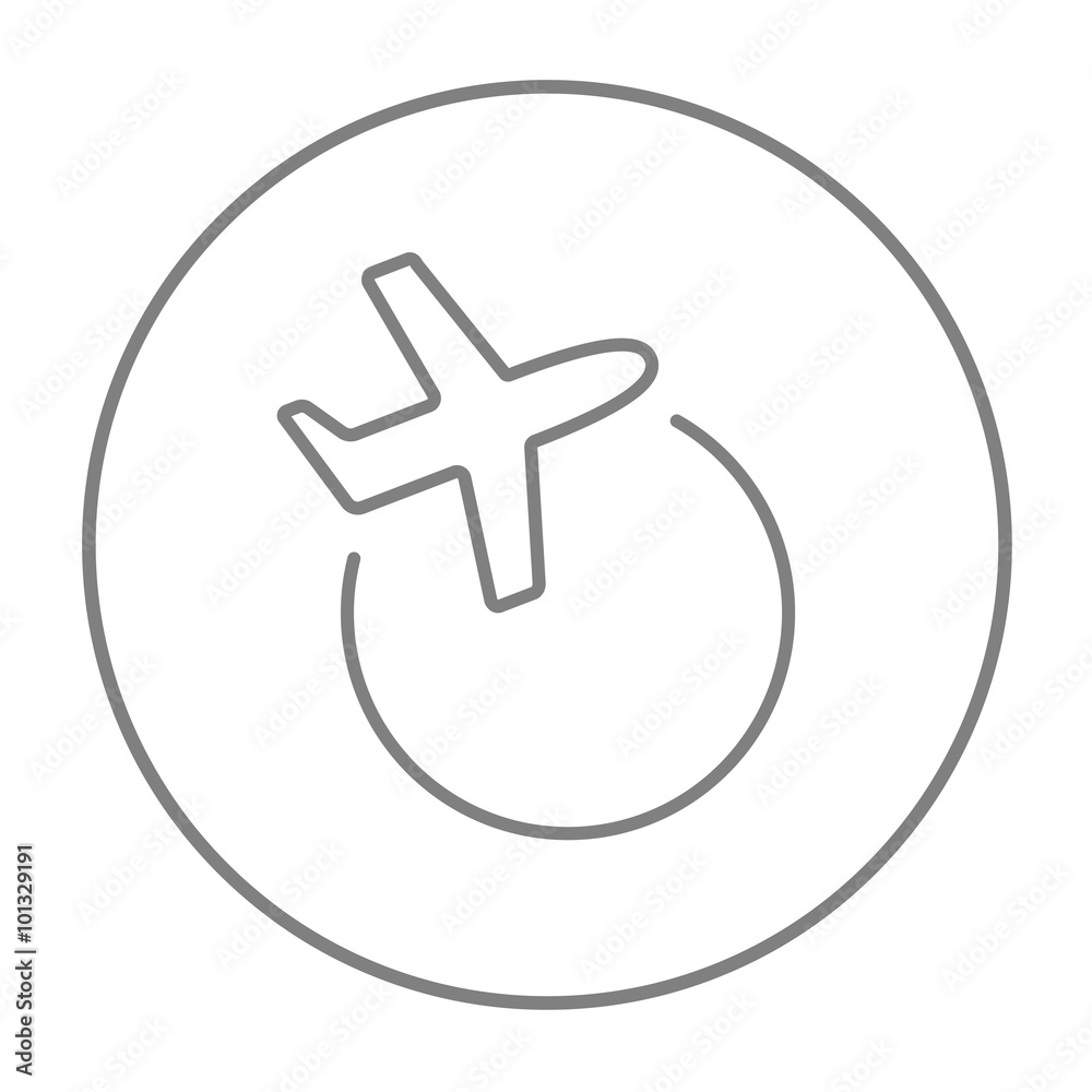 Travel by plane line icon.