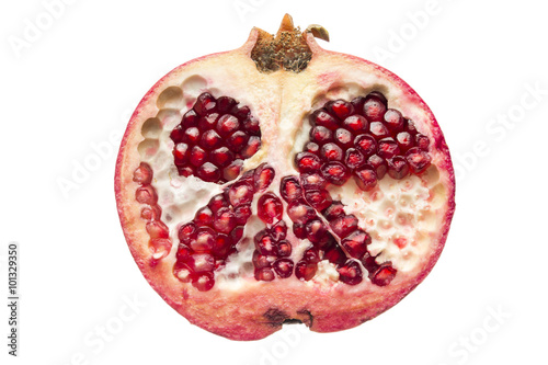 mid pomegranate on a white background in a cut