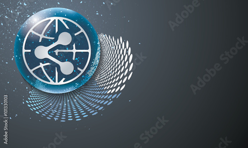 Vector abstract background and transparent bubble with share ico
