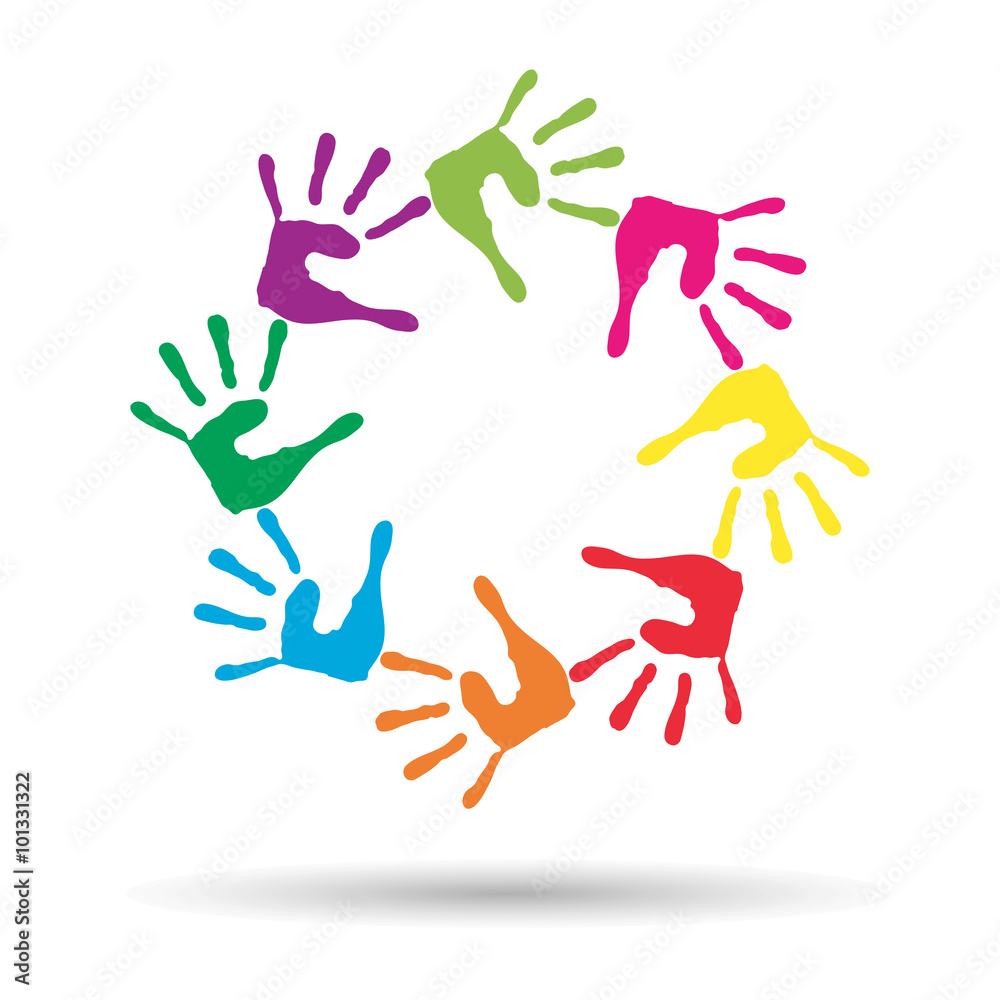 Vector conceptual children painted hand print isolated Vector conceptual children painted hand print isolated