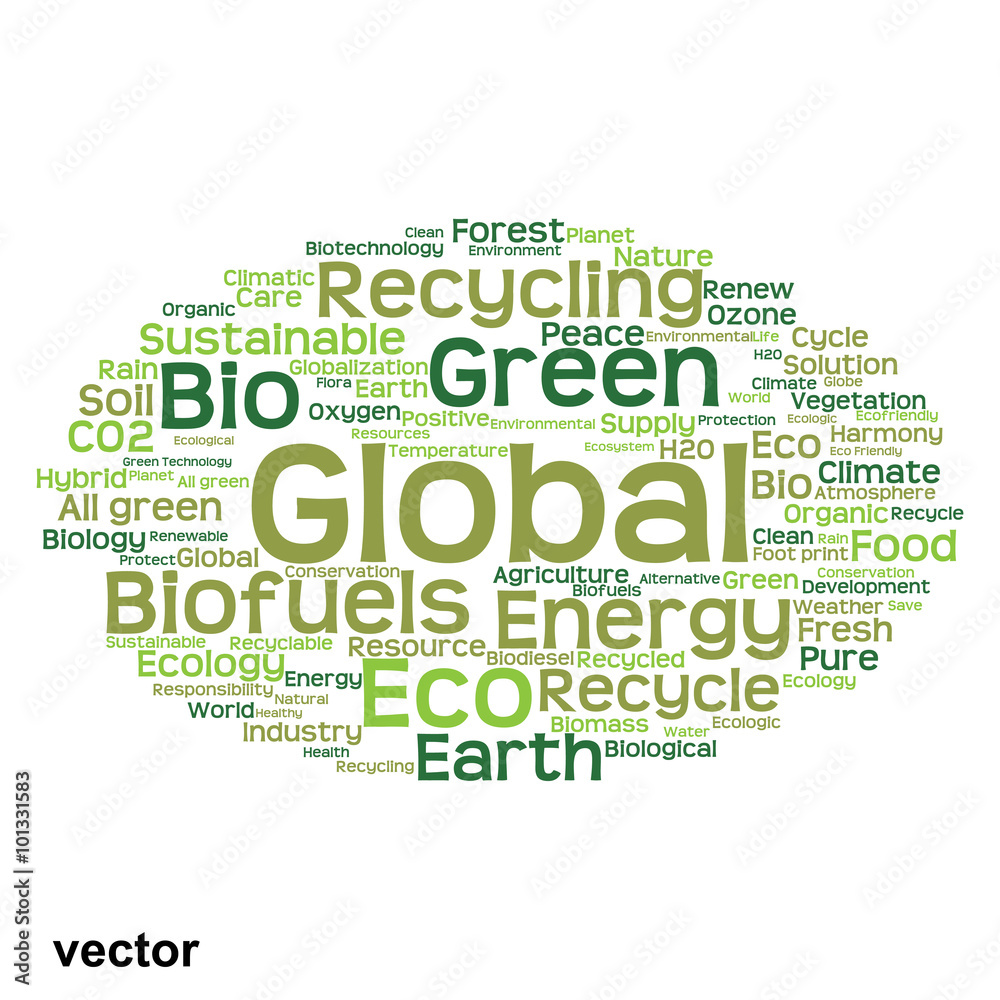 Vector conceptual ecology word cloud isolated Vector conceptual ecology word cloud isolated