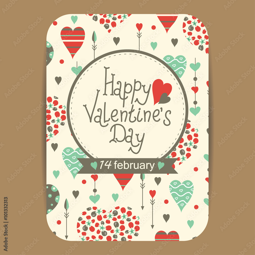 Happy valentine's day cards with hearts and arrows
