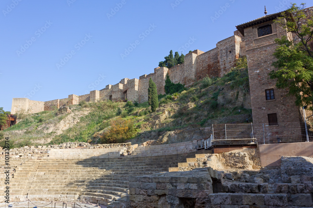 Alcazaba Fortress and Roman Theater in Malaga, Spain