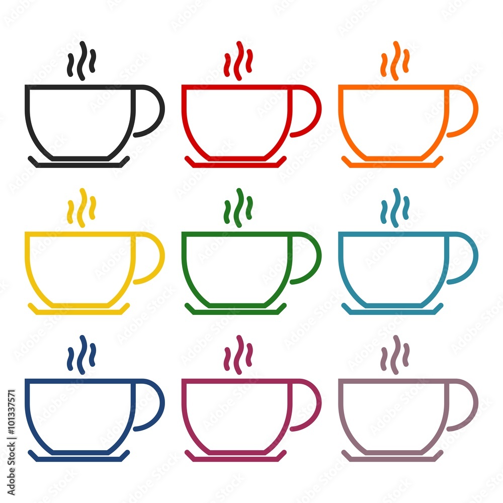 Coffee cup vector icons set Coffee cup vector icons set
