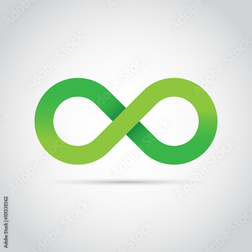 Green infinity symbol logo icon isolated on white background, Vector illustration