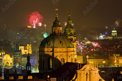 Sticker Fireworks over night Prague, Czech republic