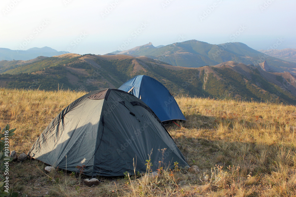 Two tents in the mountains