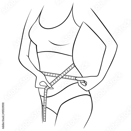 Woman measuring the size of her waist