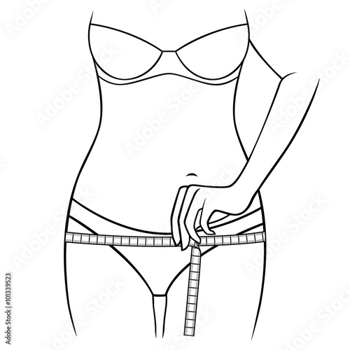 Girl measuring the size of her thighs