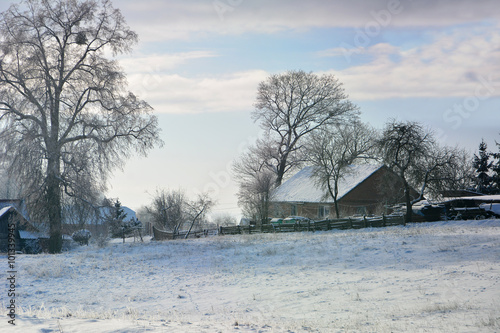 Winter landscpe with farm