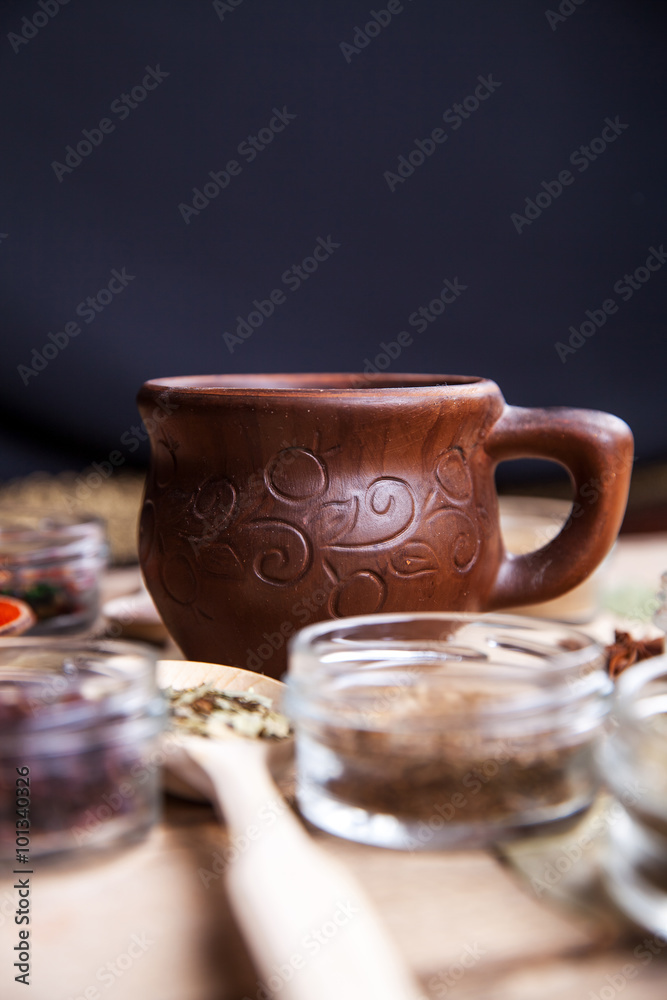 Spices on wooden background. Food, taste Spices on wooden background. Food, taste
